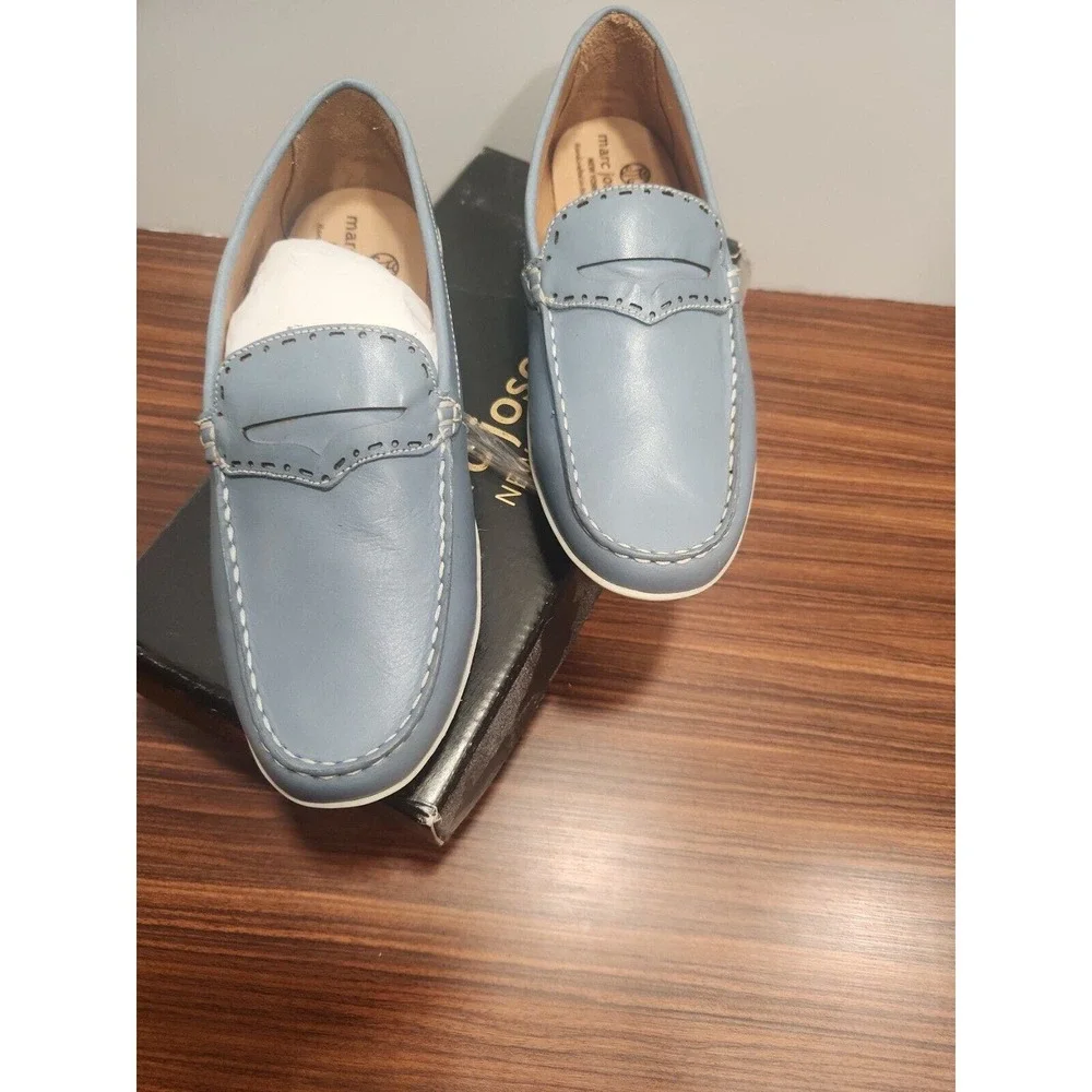 MARC JOSEPH NEW YORK Leather Driving Loafer Penny 4.5 Womens Kid MJ18024-POWBLUN
